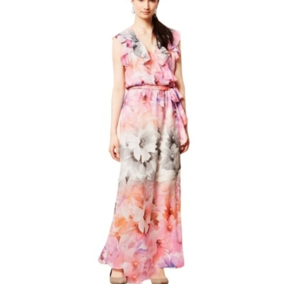 Anthropologie Dresses & Skirts - Anthropologie HD in Paris Easel Flora Maxi Dress 14 Watercolor Ruffles Belted